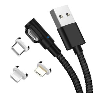USB MAGNETIC CHARGING CABLE 3 In 1, 1 Meter For All Type Smartphone (Type-C/IOS/Micro) | BLACK |