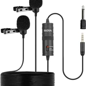BOYA BY-M1DM Dual Lavalier Universal Microphone with a Single 1/8 Stereo Connector for Smartphones DSLR Camears Camcorders