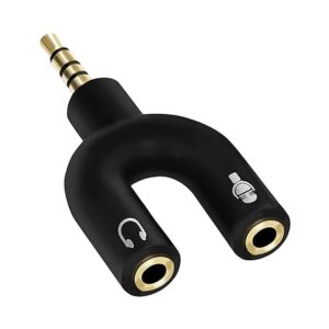 3.5mm JACK SPLITTER Male To 2 Female, Mic & Earphone U Shape Stereo Audio Splitter (BLACK)