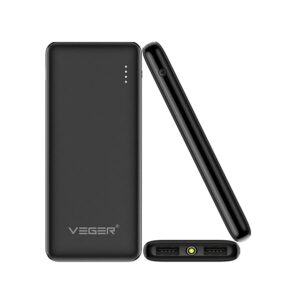 VEGER W0533 Slim Body 5000mAh Li Polymer Power Bank with LED Torch (Black)