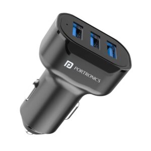 Portronics 17W Car Power 11 Car Charger with Triple Output, 17 Watts & 3.4 Amp Total Output