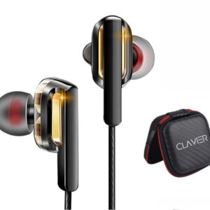 CLAVIER K2 in-Ear Wired Earphones with Mic, 3.5mm Audio Jack, Phone/Tablet Compatible (Black)
