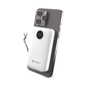 TORETO EON MAG PRO (TOR - 60) Wireless 10000mAh Power Bank 22.5W Type-C, 15W Mag, Mobile Stand, Support Dual Input 18W Fast Charging, PD Charging, Compatible Magsafe - iPhone 15,14, 13, 12 Series (WHITE)