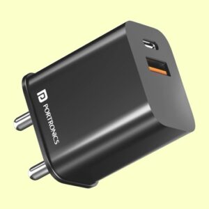 PORTRONICS ADAPTO 20B MACH 20W Fast Wall Charger Adapter, Type C Power Delivery & Mach USB Charger Fast Charging Compatible with iPhone, iPad, Smartphones and More (BLACK)