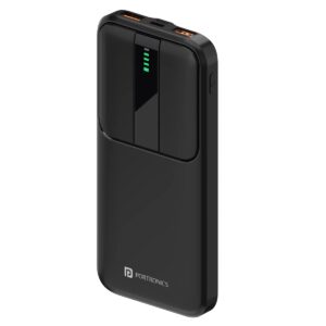 PORTRONICS POWER E 10K 10000 mAh, 2.4A 12w Slim Power Bank with Dual USB Output Port for iPhone, Anrdoid & Other Devices (BLACK)