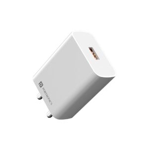 PORTRONICS ADAPTO One Pro 18w 3A Mach USB Fast Charging Adaptor with 1M Type C Charging Cable, Compatible for iPhone 11/Xs/XS Max/XR/X/8/7/6/Plus, iPad Pro/Air 2/Mini 3/Mini 4, Samsung S4/S5 (WHITE)