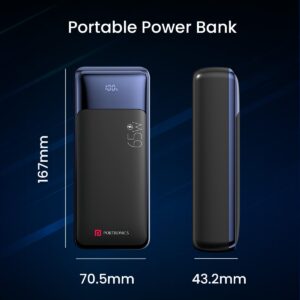 PORTRONICS AMPBOX 27K 65W 27000 mAh 4-in-1 Fast Charging Power Bank with 2 Type C PD Output Ports & 2 Mach USB Output Ports Compatible with Laptop, Android Smartphones, iPhones, iPad, Tablet (BLACK)