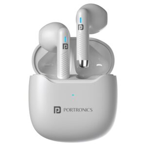 PORTRONICS HARMONICS TWINS S12 in Ear TWS Earbuds with Mic, 24H Playtime, Game/Music Mode, Touch Control, 13mm Dynamic Driver, Bluetooth 5.3v,IPX5 Water Resistance, Type C Fast Charging (WHITE)