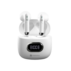 PORTRONICS HARMONICS TWINS S9 True Wireless in Ear Earbuds with Upto 30H Playtime, Digital Display, 13mm Drivers, Balanced Bass, BT 5.3v, Touch Control, IPX4 Splash Resistant, Rapid Charging (WHITE)