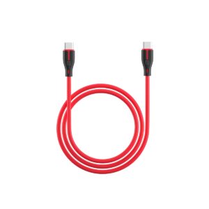 PORTRONICS SILICO-C 60W PD Fast Charging Type C to Type C Cable with Data Sync, 1 Meter (RED)
