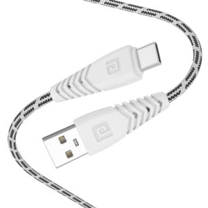 PORTRONICS KONNECT SPYDR TYPE C Cable with 3.0A Output, Fast Data Sync, 2M Length, Nylon Braided, Tangle Resistance (WHITE)