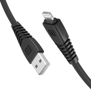PORTRONICS KONNECT CORE 8 PIN IPHONE CABLE Tangle-Free with 3A Rapid Charging & 480mbps Data Transmission, 1M (Black)