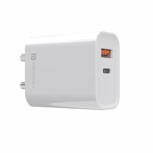 PORTRONICS ADAPTO 45 ‎20W POR 1446 Mobile Charger Adapter with Dual Port (USB A + PD Type C) for iPhone,Android & Other Type C Enabled Devices, (WITHOUT CABLE, WHITE)
