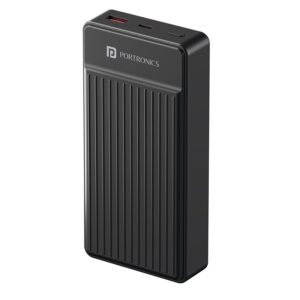 PORTRONICS LUXCELL B 20K Advanced 20000 mAh Power Bank with 22.5W Max Output, LED Indicator, 22.5w Mach USB-A Output, 20w Type C PD Output, Type C Input, Wake Up Button (BLACK)