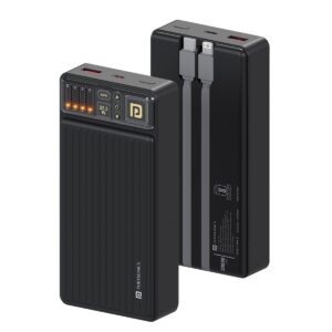 PORTRONICS LUXCELL BIND 20K (20000 mAh) POWER BANK | 22.5W Fast Charging, in-Built Type C PD (Input & Output) /8 Pin Cable, LED Indicator, USB-A Mach Output, Compatible with Smartphones, Tablets etc. (BLACK))