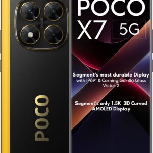 POCO X7 5G (8GB RAM + 128GB STORAGE) Ai Curved WITH 6.67 inches | Dimensity 7300 Ultra, Octa Core, 2.5 GHz Processor | 5500 mAh Battery with 45W Fast Charging | Android v14 (YELLOW)